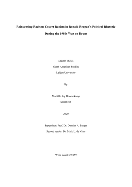 Covert Racism in Ronald Reagan's Political Rhetoric During the 1980S