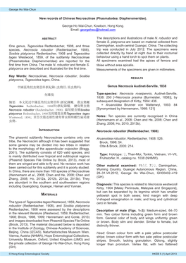 New Records of Chinese Necrosciinae (Phasmatodea: Diapheromeridae)