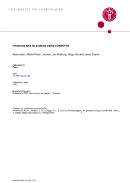 Predicting Pka for Proteins Using COSMO-RS