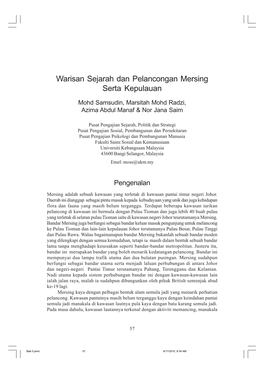 Warisan Sejarah Dan Pelancongan Mersing Serta Kepulauan