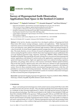 Survey of Hyperspectral Earth Observation Applications from Space in the Sentinel-2 Context