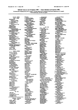 Infected Areas As on 10 January 1985 — Zones Infectées Au 10 Janvier 1985