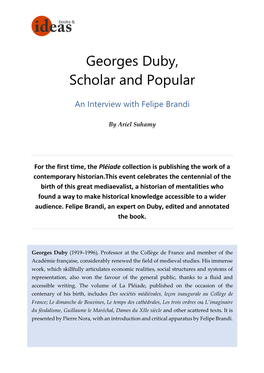 Georges Duby, Scholar and Popular