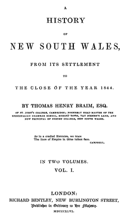 History of New South Wales Under Our Free Constitution