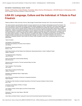 Lisa 03 Language, Culture and the Individual a Tribute to Paul Friedrich