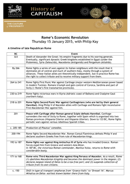 Rome's Economic Revolution Thursday 15 January 2015, With