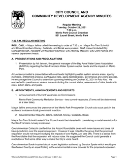 City Council and Community Development Agency Minutes