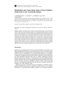 Distribution and Conservation Status of Forest Bamboo Biodiversity in the Asia-Paciﬁc Region