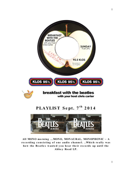 KLOS ALL MONO Sept. 7Th 2014