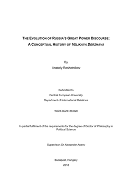 The Evolution of Russia's Great Power Discourse