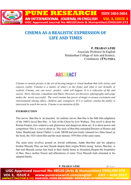 Cinema As a Realistic Expression of Life and Times