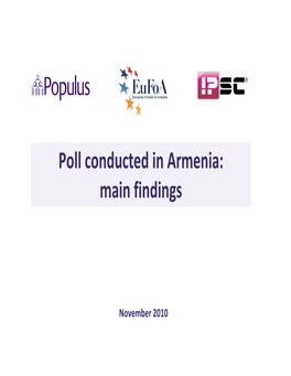 Poll Conducted in Armenia: Main Findings