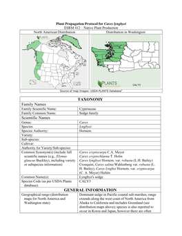 TAXONOMY Family Names Scientific Names GENERAL INFORMATION