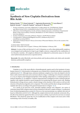 Synthesis of New Cisplatin Derivatives from Bile Acids