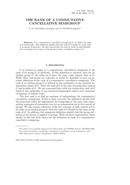 The Rank of a Commutative Cancellative Semigroup