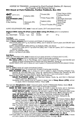 HORSE in TRAINING, Consigned by East Everleigh Stables (R. Hannon) the Property of Mr Richard Hannon Will Stand at Park Paddocks, Further Paddock, Box 454