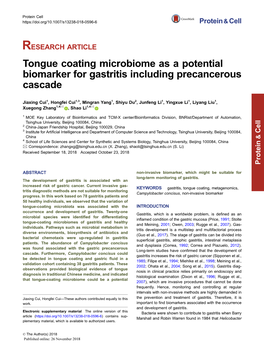 Tongue Coating Microbiome As a Potential Biomarker for Gastritis Including Precancerous Cascade