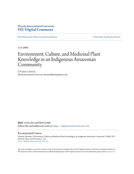 Environment, Culture, and Medicinal Plant Knowledge in an Indigenous