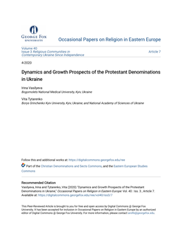 Dynamics and Growth Prospects of the Protestant Denominations in Ukraine