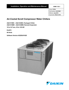 Air-Cooled Scroll Compressor Water Chillers