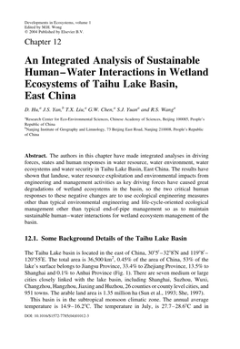 An Integrated Analysis of Sustainable Human–Water Interactions in Wetland Ecosystems of Taihu Lake Basin, East China