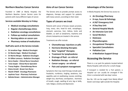 Northern Beaches Cancer Service Aims of Our Cancer Service Advantages of the Service