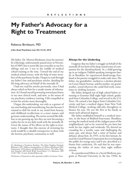 My Father's Advocacy for a Right to Treatment