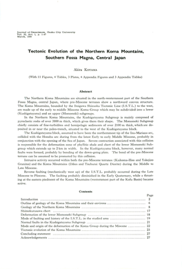 Tectonic Evolution of the Northern Koma Mountains, Southern Fossa Magna, Central Japan