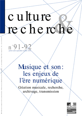 Culture Et Recherche 91-92, Juillet-Octobre 2002