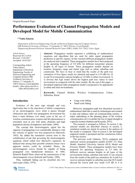 Performance Evaluation of Channel Propagation Models and Developed Model for Mobile Communication