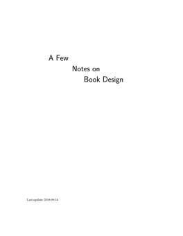 A Few Notes on Book Design