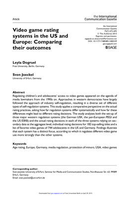 Video Game Rating Systems in the US and Europe