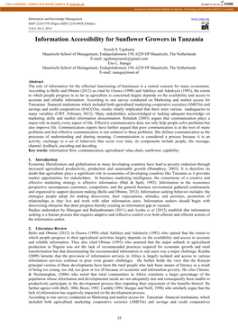 Information Accessibility for Sunflower Growers in Tanzania