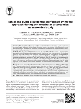 Ischial and Pubic Osteotomies Performed by Medial Approach During Periacetabular Osteotomies: an Anatomical Study