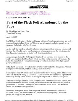 Part of the Flock Felt Abandoned by the Pope Page 1 of 5