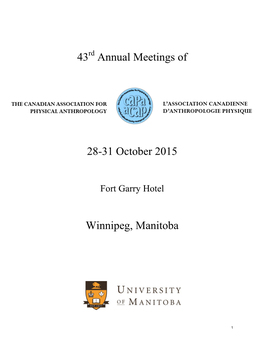 43 Annual Meetings of 28-31 October 2015 Winnipeg, Manitoba