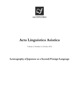 Acta Linguistica Asiatica