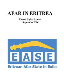 AFAR in ERITREA Human Rights Report September 2016