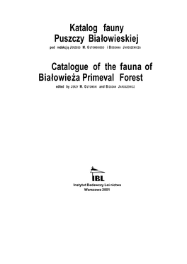 Katalog Fauny Puszczy Bialowieskiej