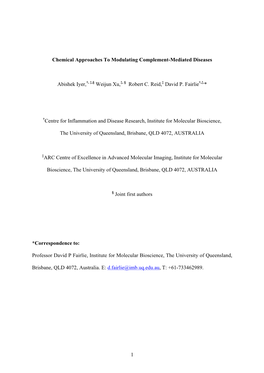 1 Chemical Approaches to Modulating Complement-Mediated