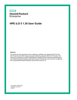 HPE Ilo 5 1.30 User Guide