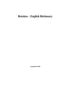 Rotokas – English Dictionary