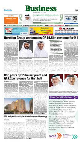Ooredoo Group Announces QR14.5Bn Revenue for H1