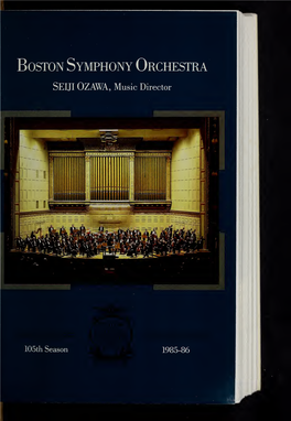 Boston Symphony Orchestra Concert Programs, Season 105, 1985-1986