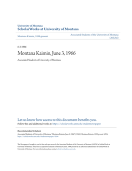 Montana Kaimin, June 3, 1966 Associated Students of University of Montana