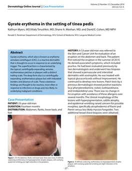 Gyrate Erythema in the Setting of Tinea Pedis Kathryn Myers, MD,Vitaly Terushkin, MD, Shane A