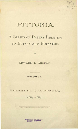 Pittonia :A Series of Papers Relating to Botany and Botanists /By Edward L
