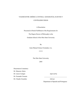 Viajeros Por América Central: Geografías, Sujetos Y
