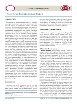 Tools for Endoscopic Stricture Dilation 2013