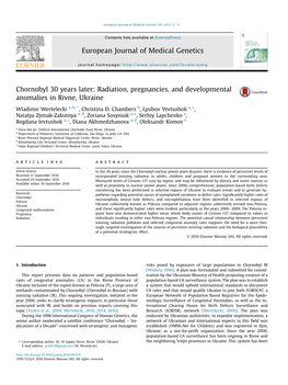 Chornobyl 30 Years Later: Radiation, Pregnancies, and Developmental Anomalies in Rivne, Ukraine